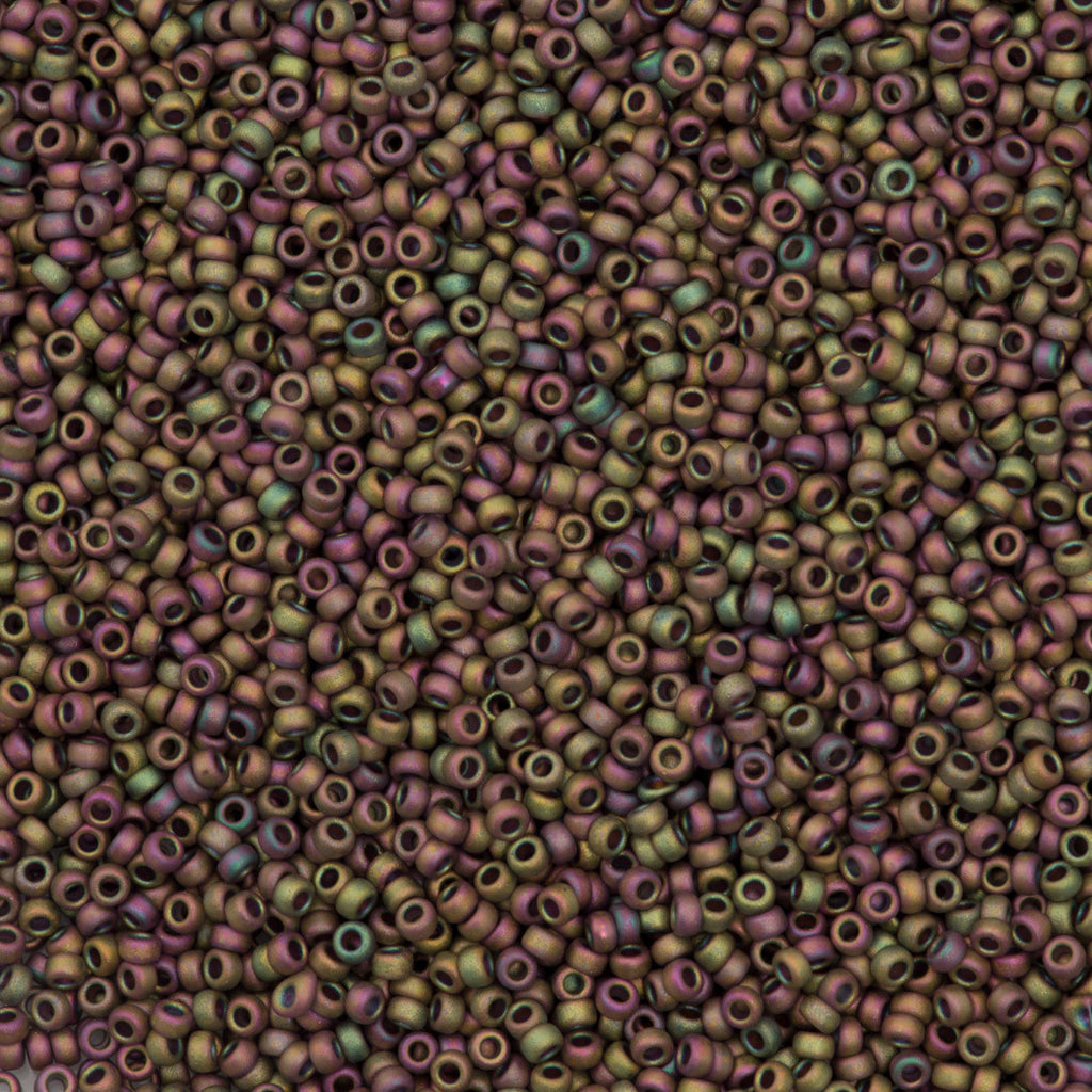 Miyuki Round Seed Bead 15/0 Opaque Matte Olive Rose 2-inch Tube (2035)