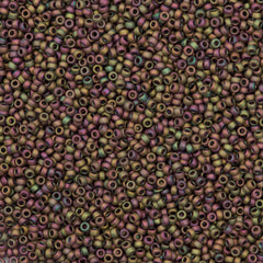 Miyuki Round Seed Bead 15/0 Opaque Matte Olive Rose 2-inch Tube (2035)