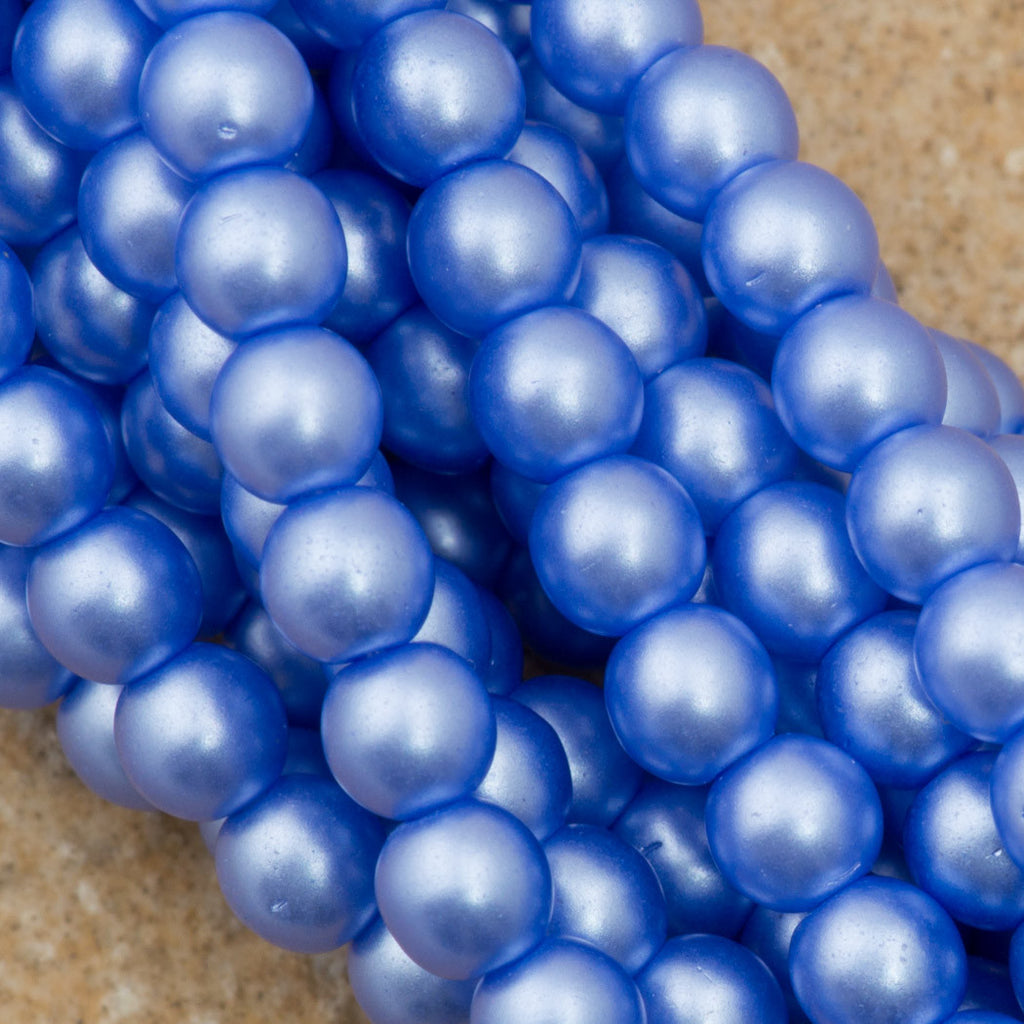 100 Czech 4mm Round Baby Blue Glass Pearl Beads