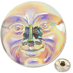 Czech 18mm Moon Face Transparent AB Glass Button