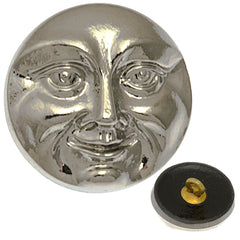 Czech 18mm Moon Face Silver Glass Button