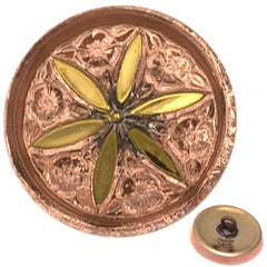 Czech 18mm Copper Peach Star Flower Glass Button