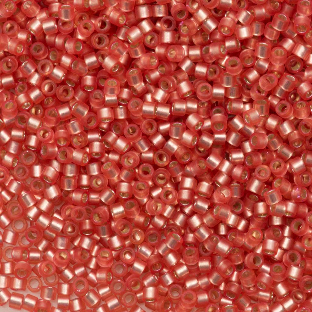25G Miyuki Delica Seed bead 11/0 Semi-Matte Silver Lined Dyed Med Rose DB684