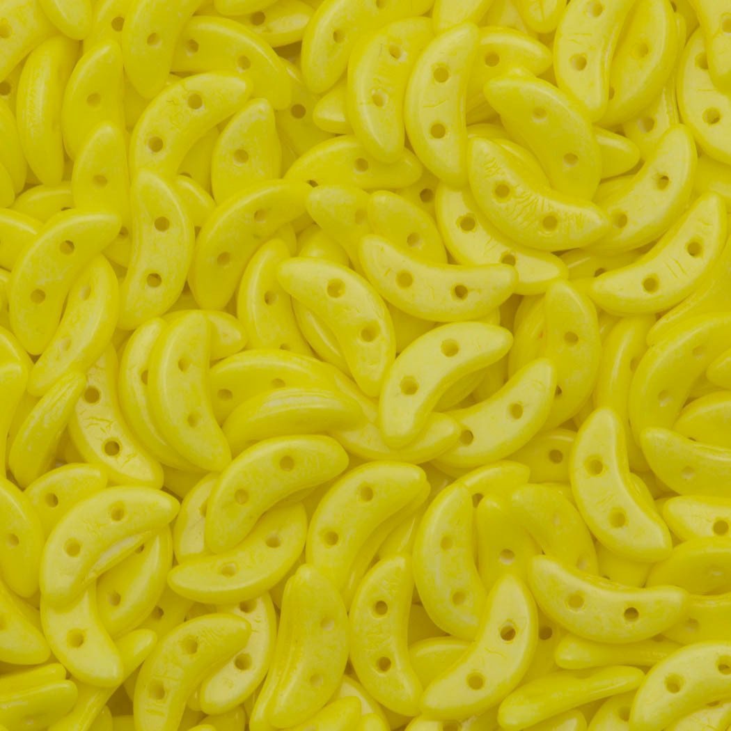 CzechMates 3x10mm Two Hole Crescent Opaque Buttercup Beads (00070PS)