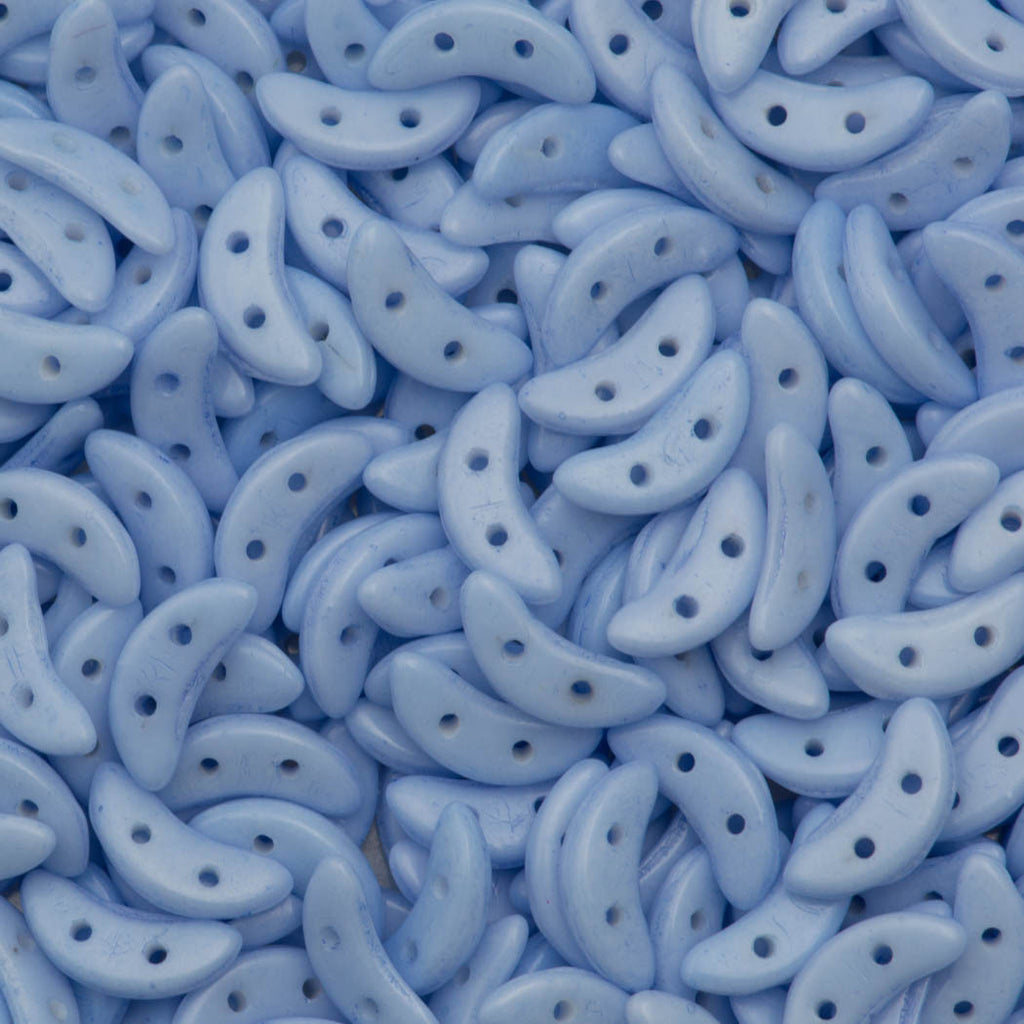 CzechMates 3x10mm Two Hole Crescent Opaque Airy Blue Beads 8.5g Tube (00120PS)