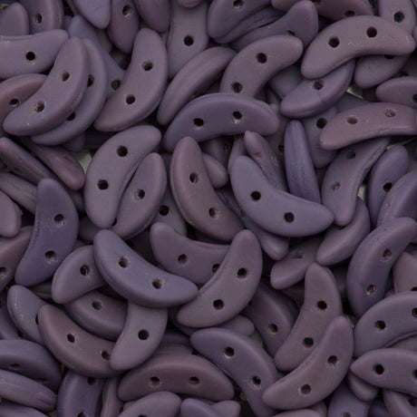 CzechMates 3x10mm Two Hole Crescent Matte Opaque Purple Beads 15g (23030M)