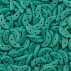 CzechMates 3x10mm Two Hole Crescent Matte Turquoise Beads 15g (63130M)