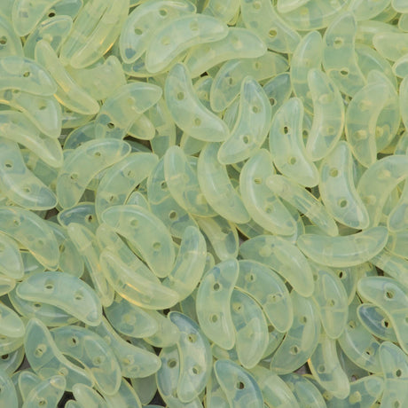 CzechMates 3x10mm Two Hole Crescent Milky Jonquil Beads 15g (81000)