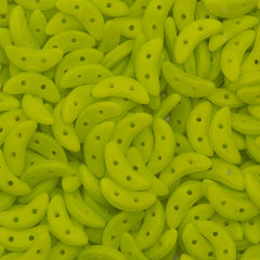 CzechMates 3x10mm Two Hole Crescent Matte Chartreuse Beads 15g (84020M)