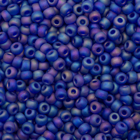 Miyuki Round Seed Bead 6/0 Transparent Matte Cobalt AB 20g Tube (151FR)