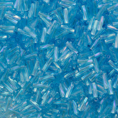 Miyuki 2x6mm Twisted Bugle Bead Transparent Light Blue AB 25g (260)