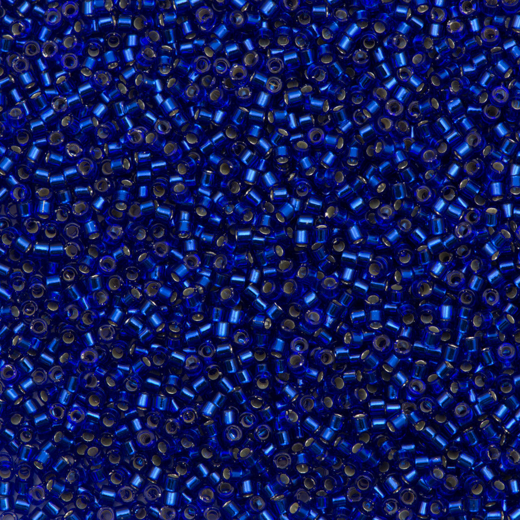 25g Miyuki Delica seed bead 11/0 Silver Lined Cobalt DB47