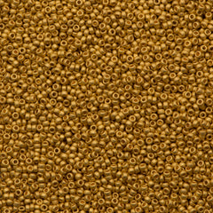 Miyuki Round Seed Bead 15/0 Matte 24kt Gold Plated 2-inch Tube (191F)