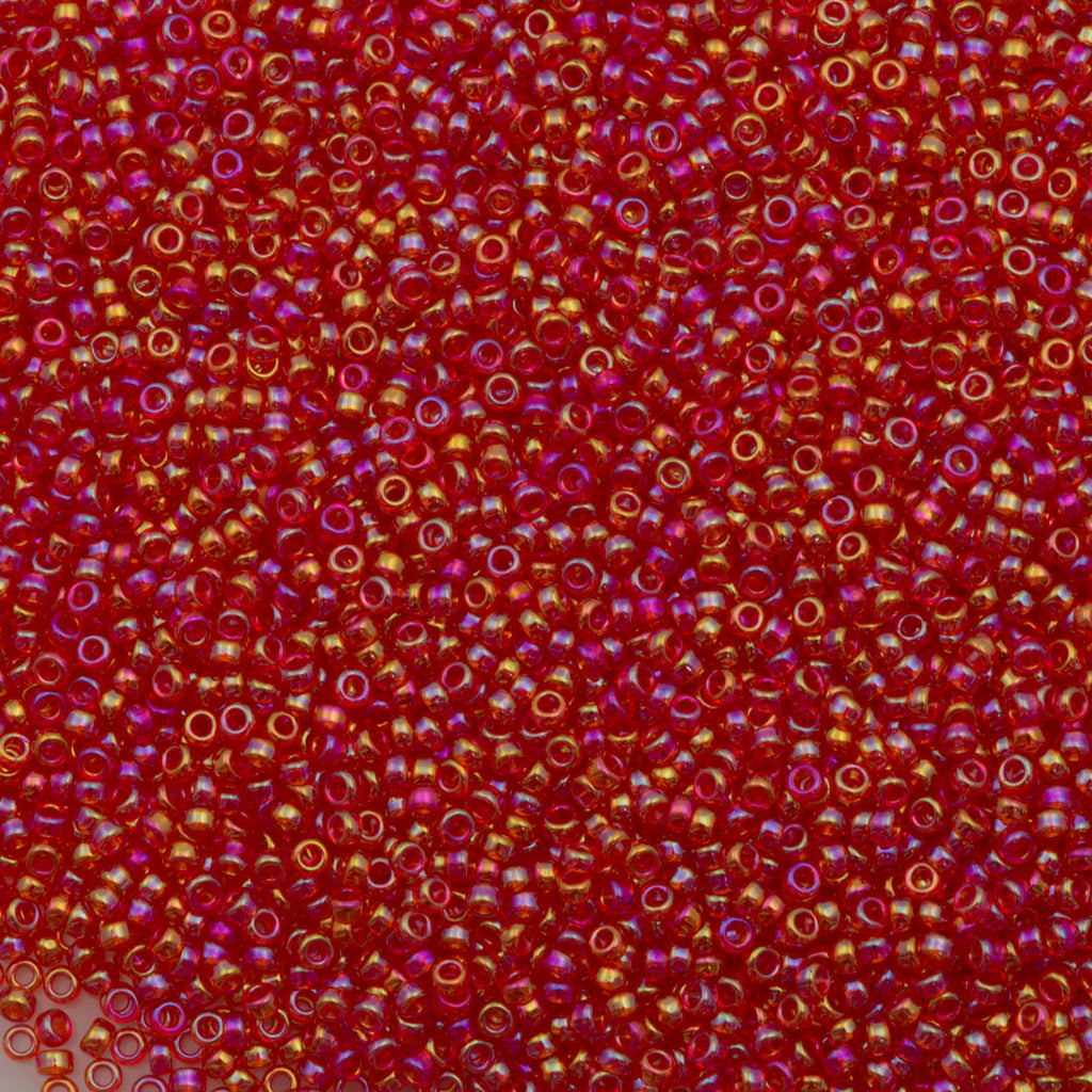 Miyuki Round Seed Bead 15/0 Transparent Red AB 2-inch Tube (254)