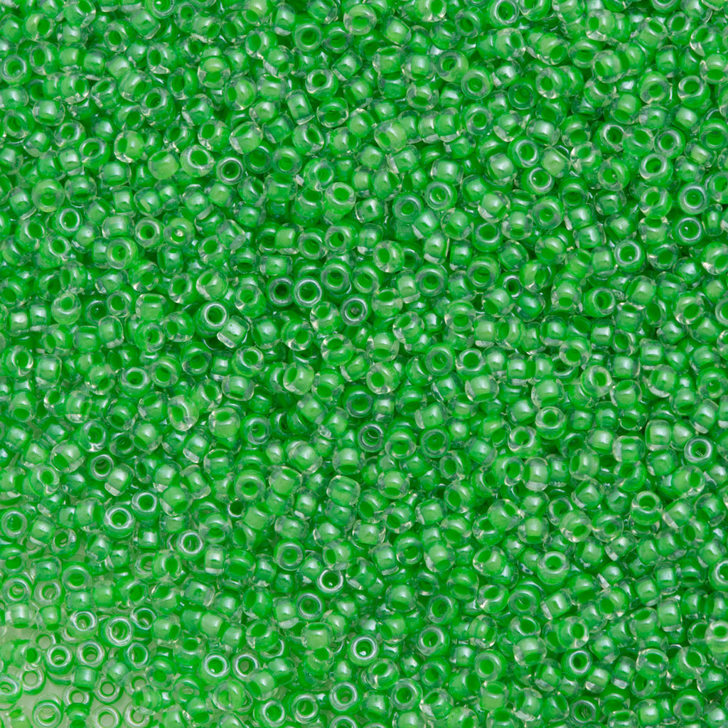 Czech Seed Bead 10/0 Inside Color Lined Dyed Green 15g (38156)