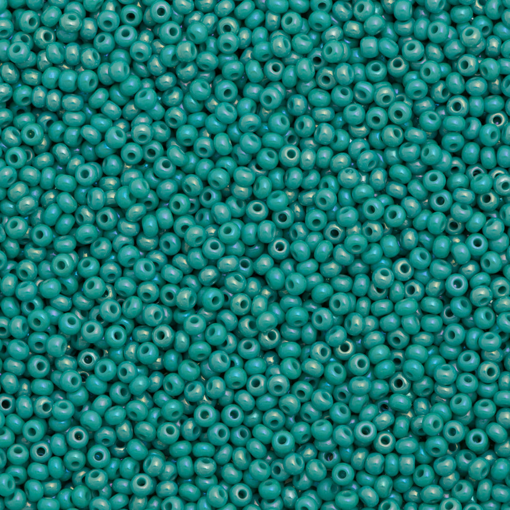 50g Czech Seed Bead 10/0 Opaque Turquoise AB (64130)