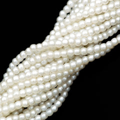 100 Czech 2mm Round Snow Glass Pearl Beads