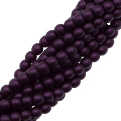 100 Czech 3mm Round Purple Velvet Glass Pearl Beads