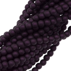 100 Czech 4mm Round Matte Purple Velvet Glass Pearl Beads