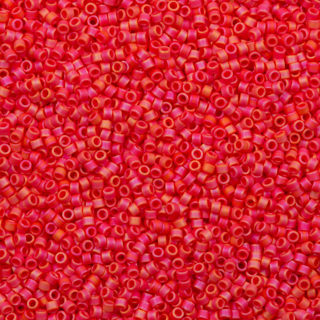 べべある Miyuki Delica Seed Bead 11/0 Matte Opaque Coral AB 2-inch Tube