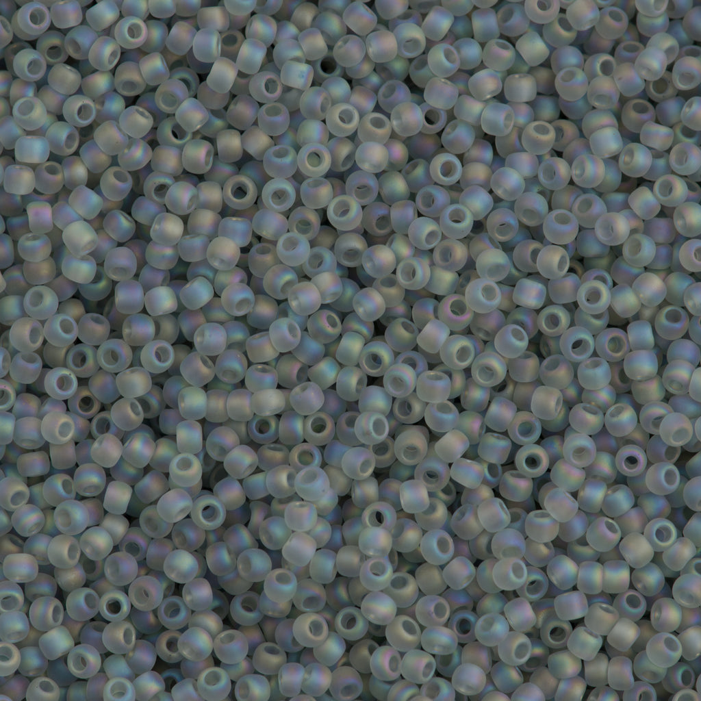 50g Toho Round Seed Bead 11/0 Transparent Matte Light Gray AB (176AF)