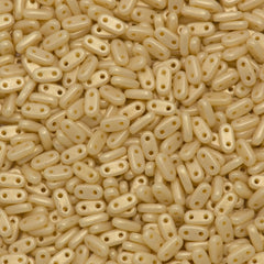 CzechMates 2x6mm Two Hole Bar Opaque Light Beige Sueded Gold Beads 8g Tube (13010MSG)