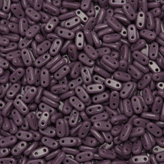 CzechMates 2x6mm Two Hole Bar Opaque Purple Beads 15g (23030)