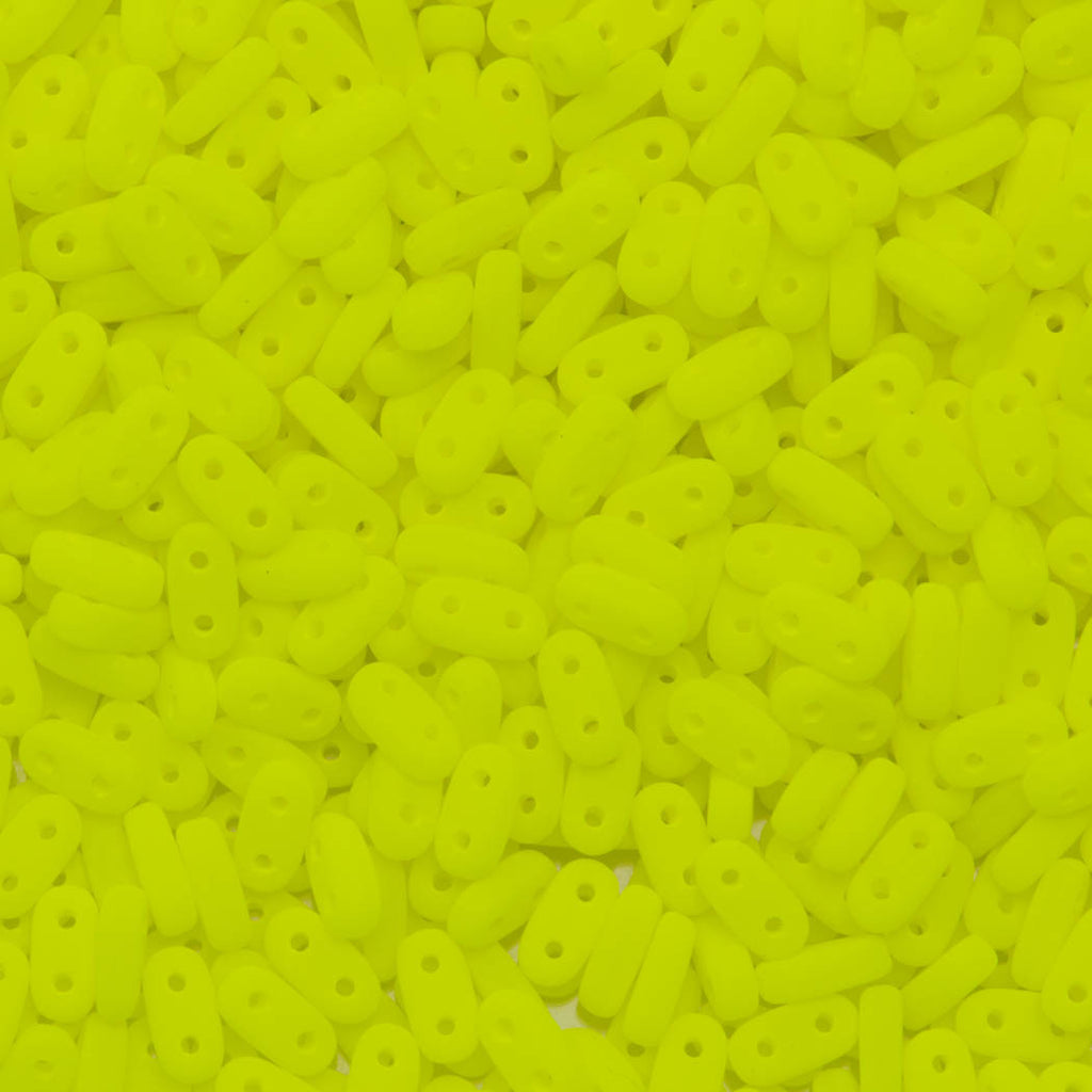 CzechMates 2x6mm Two Hole Bar Neon Yellow Beads 15g (25121)