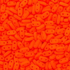 CzechMates 2x6mm Two Hole Bar Neon Orange Beads 15g (25122)