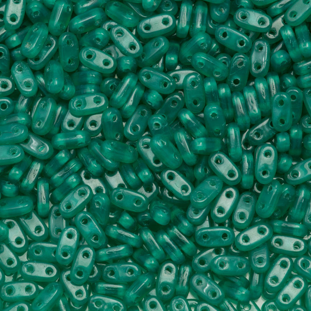 CzechMates 2x6mm Two Hole Bar Atlantis Green Beads 8g Tube (52060)