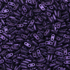 CzechMates 2x6mm Two Hole Bar Metallic Suede Purple Beads 8g Tube (79021)