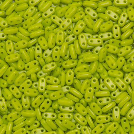 CzechMates 2x6mm Two Hole Bar Chartreuse Beads 15g (84020)