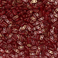 CzechMates 2x6mm Two Hole Bar Oxblood Gold Marbled Beads 15g (91260GM)