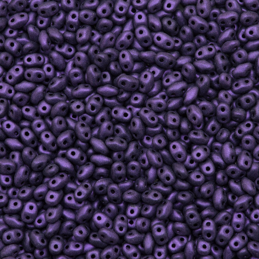 MiniDuo 2x4mm Two Hole Beads Metallic Suede Purple 8g Tube (79021)