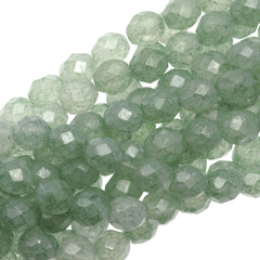 50 Czech Fire Polished 8mm Round Bead Stone Green Luster (64454)