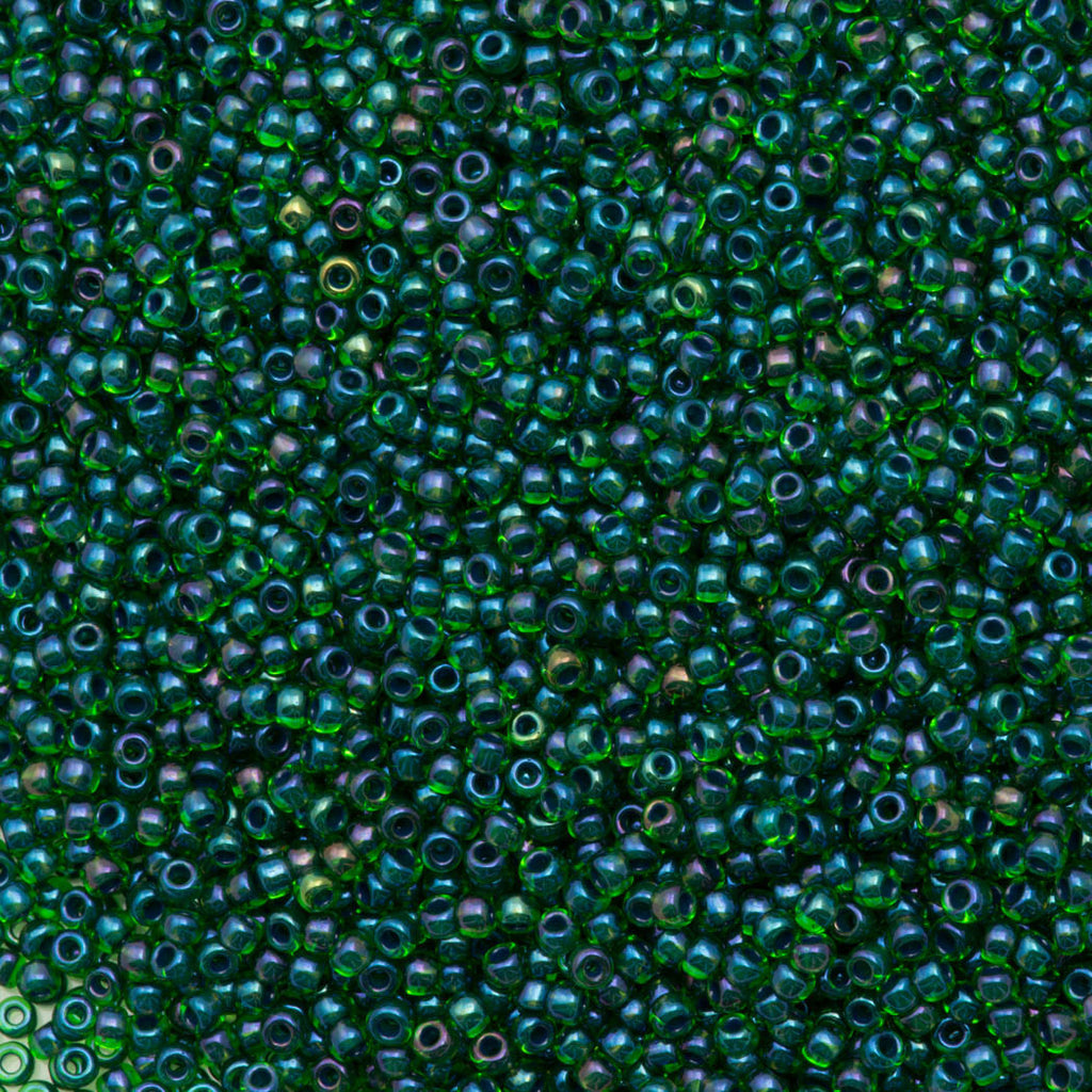Toho Round Seed Bead 11/0 Inside Color Lined Emerald Green 19g Tube (249)
