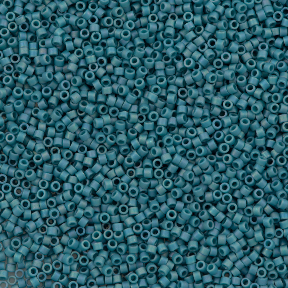 Miyuki Delica Seed Bead 11/0 Matte Opaque Glazed Nile Blue AB 2-inch Tube DB2315