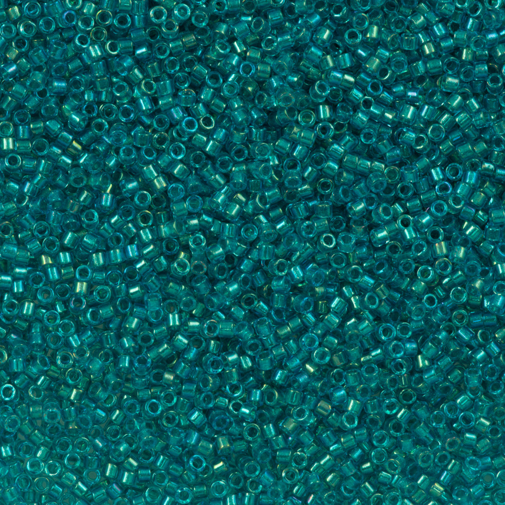 25g Miyuki Delica seed bead 11/0 Fancy Inside Dyed Teal Green DB2380