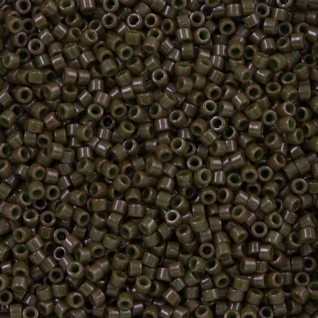 Miyuki Delica Seed Bead 11/0 Opaque Dyed Dark Olive 2-inch Tube DB657