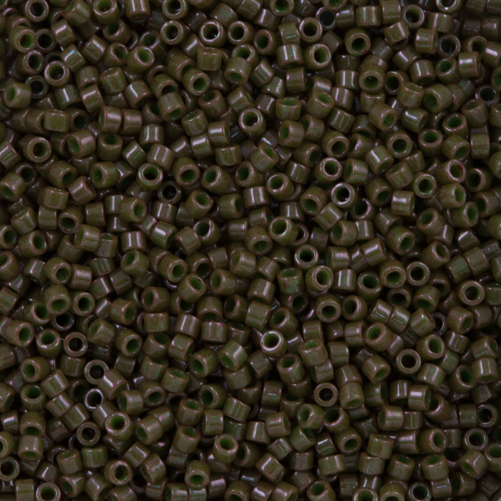 Miyuki Delica Seed Bead 11/0 Opaque Dyed Dark Olive 2-inch Tube DB657