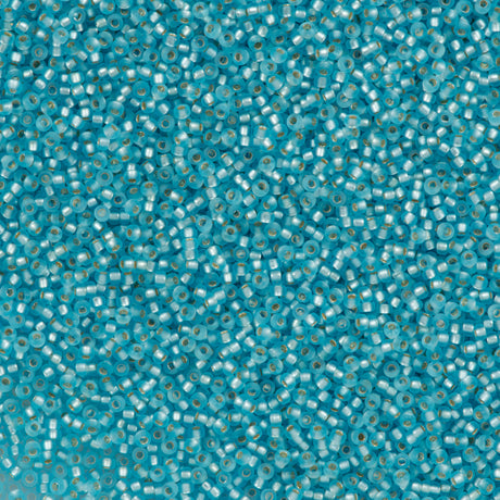 Miyuki Round Seed Bead 15/0 Matte Silver Lined Blue Topaz 2-inch Tube (18F)