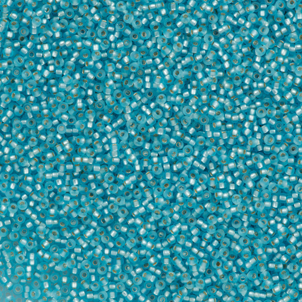 Miyuki Round Seed Bead 15/0 Matte Silver Lined Blue Topaz 2-inch Tube (18F)