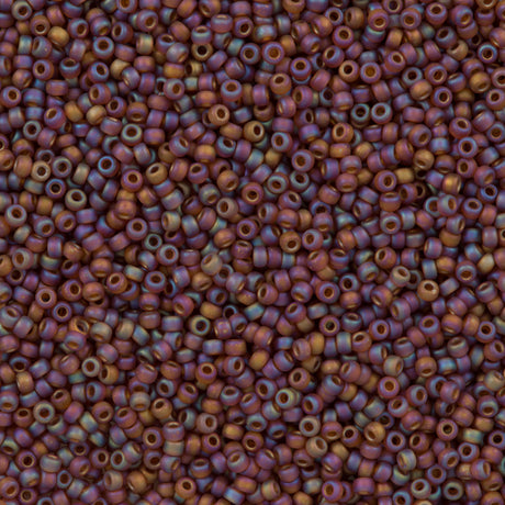 50g Miyuki Round Seed Bead 11/0 Matte Transparent Dark Amber AB (134FR)