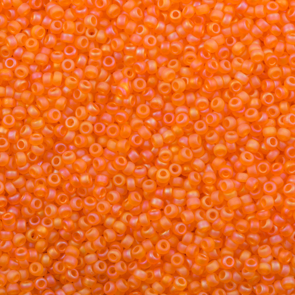 50g Miyuki Round Seed Bead 11/0 Matte Transparent Orange AB (138FR)