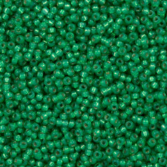50g Miyuki Round Seed Bead 11/0 Silver Lined Dyed Green (646)