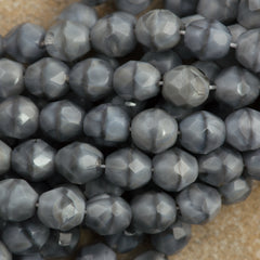 50 Czech Fire Polished 8mm Round Bead Crystal Gray (46028)