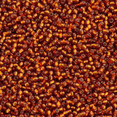 Toho Round Seed Bead 11/0 Silver Lined Burnt Orange 2.5-inch Tube (2208)