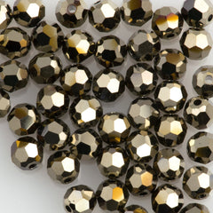 12 TRUE CRYSTAL round 4mm bead Crystal Metallic Light Gold 2x (001 MLGLD)