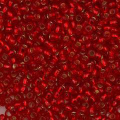 Toho Round Seed Bead 6/0 Silver Lined Ruby 2.5-inch tube (25B)