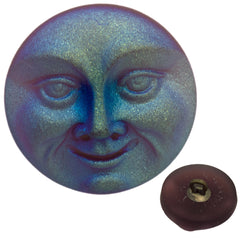 Czech 18mm Moon Face Light Amethyst AB Glass Button
